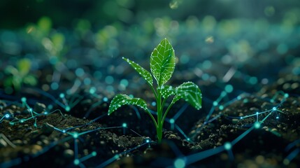 Harmony of Nature and Technology: Sustainable Seed Planting and Digital Technology Fusion in UHD Image Style in 8K created with generative AI technology