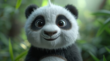 Obraz premium Adorable baby panda smiling in the jungle