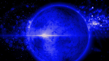 bright, fiery planet rotating in deep space