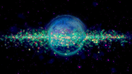 bright, fiery planet rotating in deep space