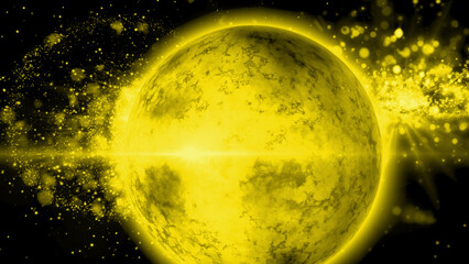 bright, fiery planet rotating in deep space © Olga