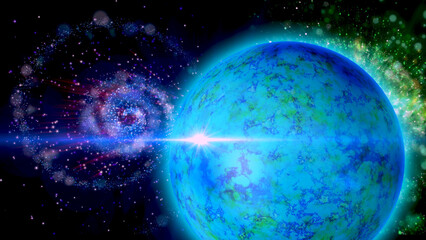 bright, fiery planet rotating in deep space © Olga