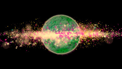 bright, fiery planet rotating in deep space © Olga