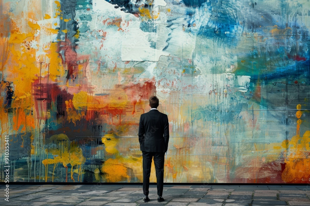 Wall mural Young executive in an abstract conceptual scene.