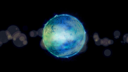 bright, fiery planet rotating in deep space