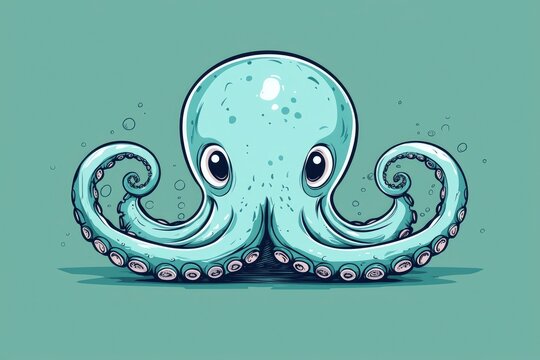 recommend clip art: Cartoon Octopus with Big Eyes Illustration