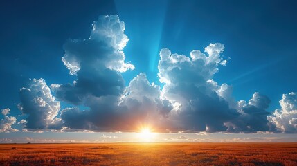 Golden Sunset with Majestic Clouds