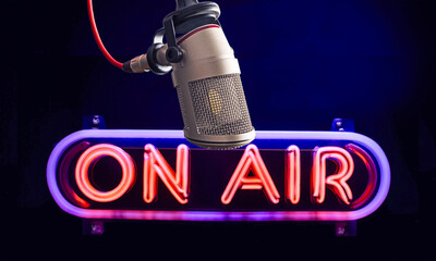 Professional microphone and on ari sign