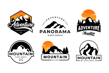 Set of mountain badge logo design collections