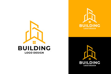 Building logo design with line art style