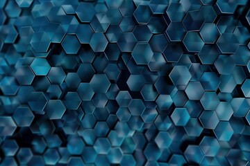 Seamless geometric pattern of hexagons in varying shades of blue