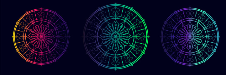 Gradient color mandala pattern on white isolated background. Vector background for yoga, meditation poster, banner, wallpaper 