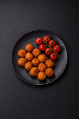 Delicious crispy balls breaded with mozzarella cheese, salt and spices