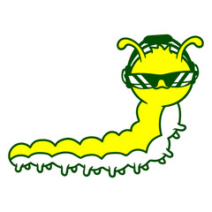 Music Party DJ Walking Caterpillar Sunglasses Headphone Cute Animal Comic Cartoon Funny Techno Sound Dance Fun Time Deejay Love Cool Loud Sounds Club Disco Festival Concert Partying Lover