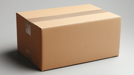 Cardboard box, simple and practical design, symbolizing shipping and logistics.