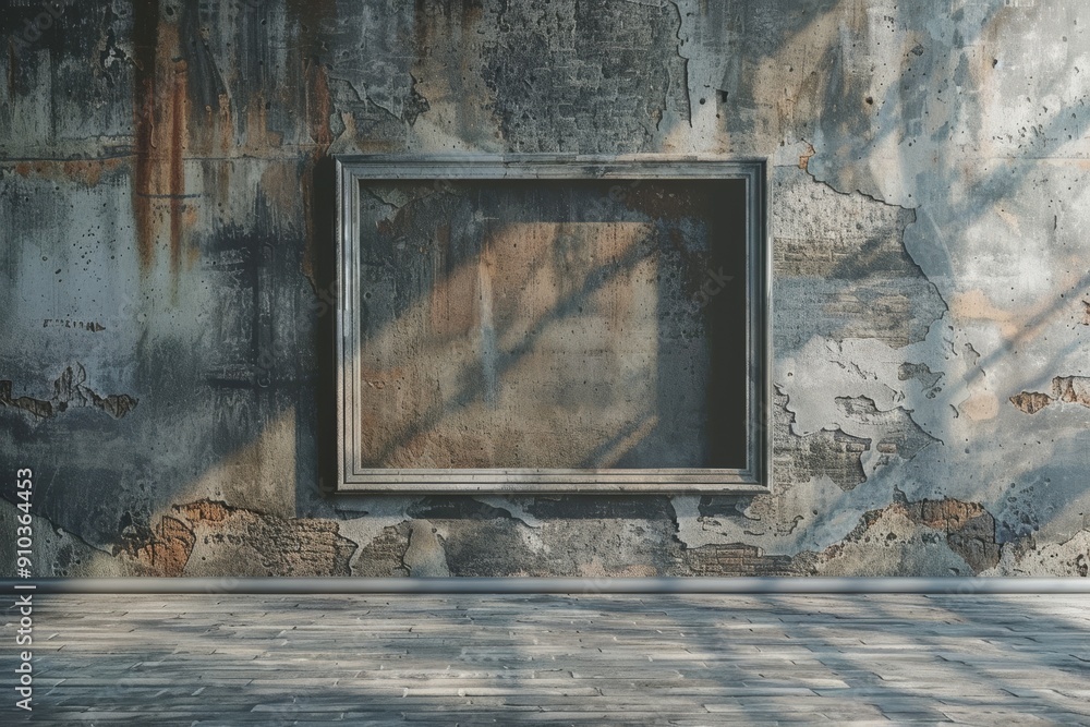 Poster a frame with a floating effect, appearing to hover off the wall, ai generated