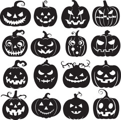 Halloween Pumpkin sets Silhouette Vector