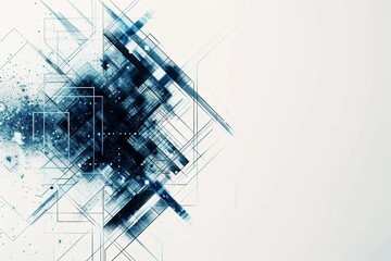 Fototapeta premium Dark blue geometric border with a futuristic design on a white background