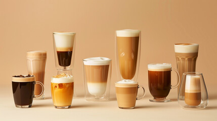 A Variety of Classic Aromatic Coffee Drinks
