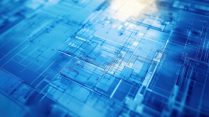 Construction site blueprint with detailed architectural plans and measurements, representing building and development.
