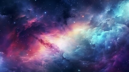 Fototapeta premium Vibrant and colorful space galaxy cloud nebula with starry night sky in the cosmos, illustrating the wonders of the universe, ideal for science and astronomy concepts
