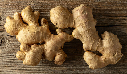 Ginger on a old wooden board.