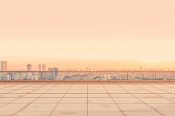 Sunset Skyline View from Rooftop - Generative AI. Beautiful simple AI generated image in 4K, unique.