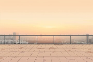 Obraz premium Sunset Skyline View from Rooftop - Generative AI. Beautiful simple AI generated image in 4K, unique.