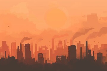 Naklejka premium Urban Observer - Sci-Fi Futuristic Cyberpunk Cityscape Seen by Solitary Figure from Rooftop Vantage Point. Beautiful simple AI generated image in 4K, unique.