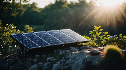 Solar Panel on Top of Rock