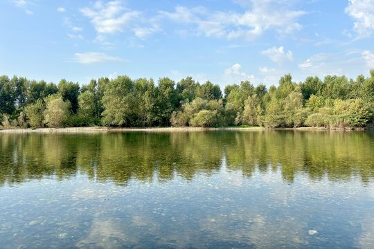 river ticino in cuggiono village, italy, 4th august 2024
