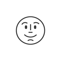 Fototapeta premium Line art emoticon depicting a nervous smile