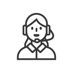 Line Art Icon of a Female Customer Service Representative