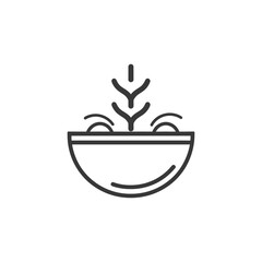 Line Art Illustration of a Bowl with a Plant Sprouting from it