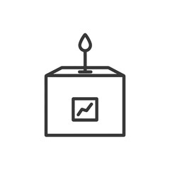 Obraz premium Line Art Illustration of a Box with a Flame and a Graph Inside