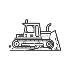 Naklejka premium Line Art Illustration of a Bulldozer