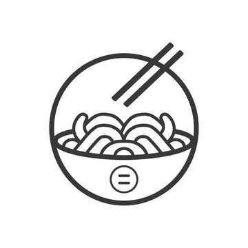 recommend clip art: Line art illustration of a bowl of noodles with chopsticks