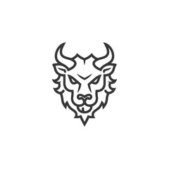 Line Art Illustration of a Bulls Head with Horns