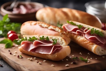 baguettes ham salami Delicious