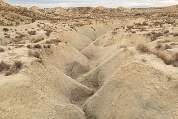 Aerial view of the Abanilla desert or Mahoya Desert in Murcia, Spain