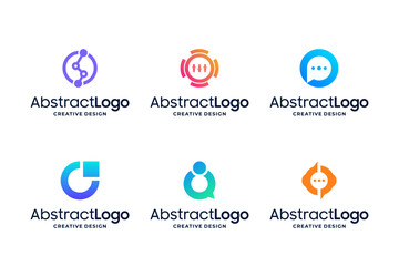 Set of colorful letter O logo design with creative concept