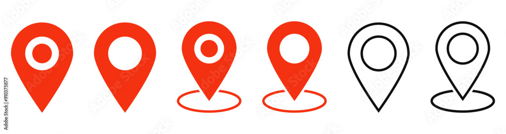 Poster Location icon set, Map pin place marker. location pointer icon symbol in flat style. Location pin icon, Navigation sign