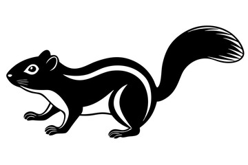 Uinta Ground Squirrel walking silhouette black linocut white background, vector illustration 