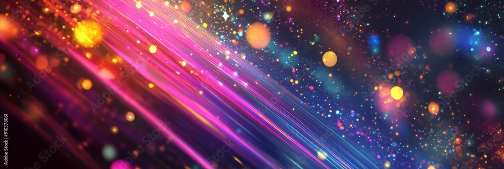 Poster abstract cosmic light streaks and bokeh - a vibrant abstract background with colorful light streaks 