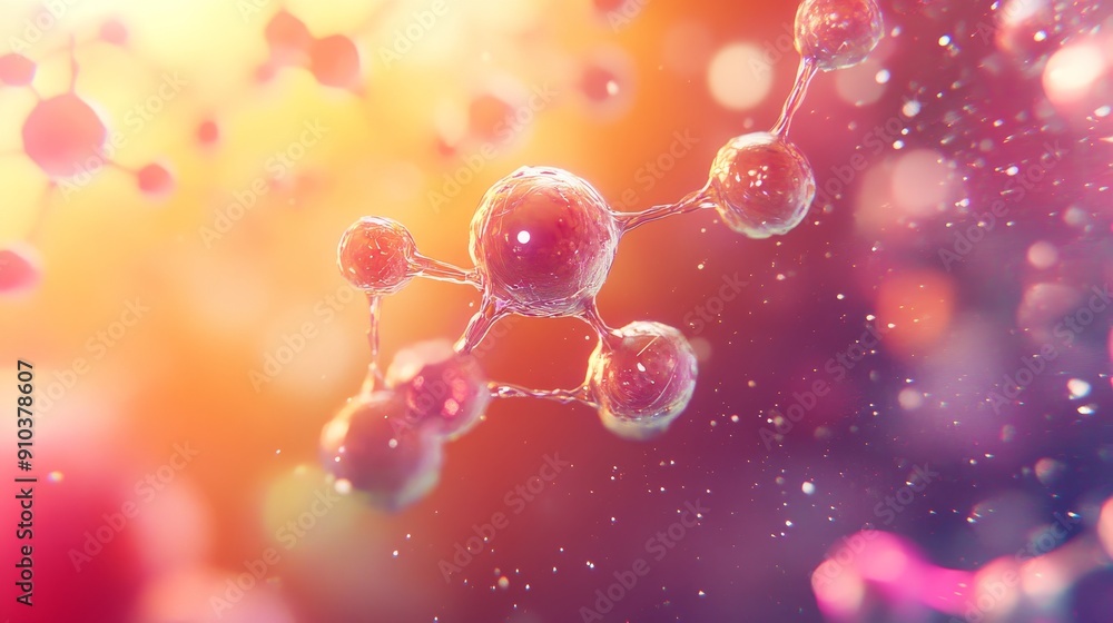 Poster abstract molecular structure on a colorful background - an abstract 3d representation of a molecular