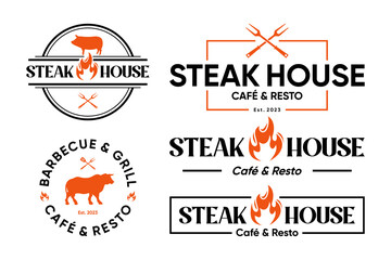 Steakhouse emblem sticker logo design collection