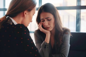 Shot of a young businesswoman in distress being comforted by her coworker - Powered by Adobe