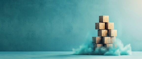 Abstract squares and business graphs on a minimalist background, natural light, no text