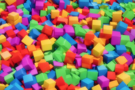 Colored foam rubber cubes background
