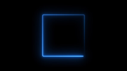 Fototapeta premium Abstract glowing neon light squire frame icon background illustration 4k.